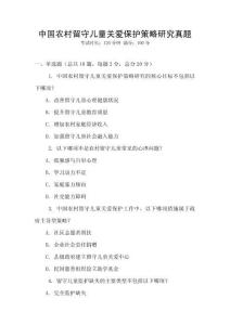 中國農村留守兒童關愛保護策略研究真題