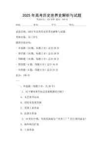 2025年高考?xì)v史世界史解析與試題