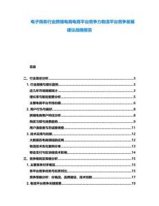 电子商务行业跨境电商电商平台竞争力物流平台竞争发展建议战略报告