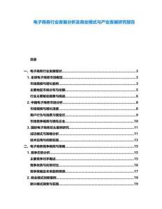 电子商务行业发展分析及商业模式与产业发展研究报告