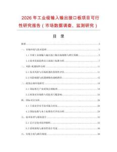 2026年工業(yè)級輸入輸出接口板項目可行性研究報告（市場數(shù)據(jù)調(diào)查、監(jiān)測研究）