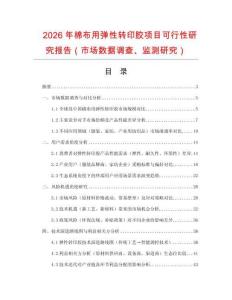 2026年棉布用彈性轉(zhuǎn)印膠項(xiàng)目可行性研究報(bào)告（市場數(shù)據(jù)調(diào)查、監(jiān)測研究）