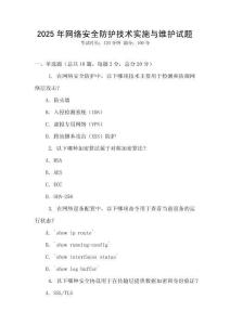 2025年網絡安全防護技術實施與維護試題