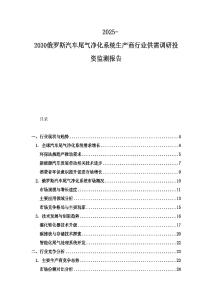 2025-2030俄羅斯汽車尾氣凈化系統(tǒng)生產(chǎn)商行業(yè)供需調(diào)研投資監(jiān)測(cè)報(bào)告