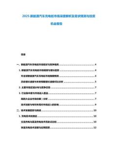 2025新能源汽車充電樁市場深度解析及需求預(yù)測與投資機(jī)會報(bào)告