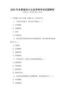 2025年全新版會計從業資格考試試題解析