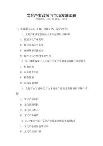 文化產業政策與市場發展試題