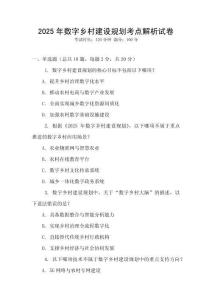 2025年數字鄉村建設規劃考點解析試卷