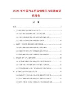 2025年中國(guó)汽車(chē)防盜鎖鎖芯市場(chǎng)調(diào)查研究報(bào)告