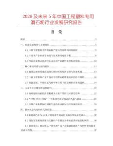 2026及未來(lái)5年中國(guó)工程塑料專用滑石粉行業(yè)發(fā)展研究報(bào)告