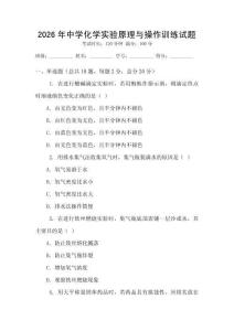 2026年中學化學實驗原理與操作訓練試題