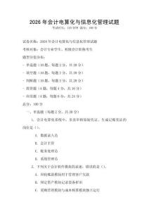 2026年會計電算化與信息化管理試題