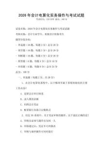 2026年會計電算化實務操作與考試試題