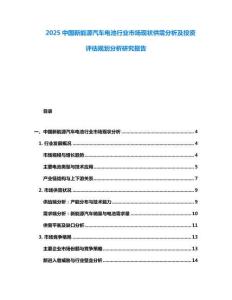 2025中國新能源汽車電池行業(yè)市場現(xiàn)狀供需分析及投資評估規(guī)劃分析研究報告