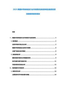 2025韓國半導(dǎo)體制造行業(yè)市場現(xiàn)狀波動影響及融資投資深度前景報告規(guī)劃