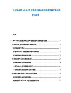 2025中國MiniLED顯示技術(shù)商業(yè)化與電視面板產(chǎn)業(yè)格局變化報(bào)告