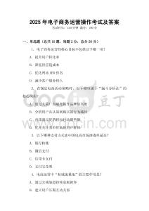 2025年電子商務運營操作考試及答案