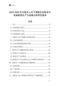 2025-2030年無(wú)纜無(wú)人水下潛器企業(yè)制定與實(shí)施新質(zhì)生產(chǎn)力戰(zhàn)略分析研究報(bào)告