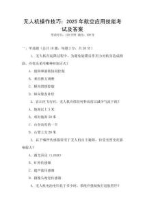 無人機操作技巧：2025年航空應用技能考試及答案