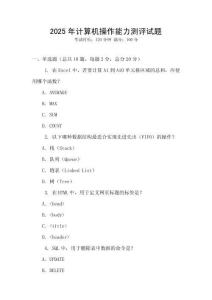 2025年計算機操作能力測評試題