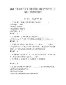 2026年新疆生產(chǎn)建設(shè)兵團(tuán)興新職業(yè)技術(shù)學(xué)院單招（計算機(jī)）測試模擬題庫及答案（奪冠）