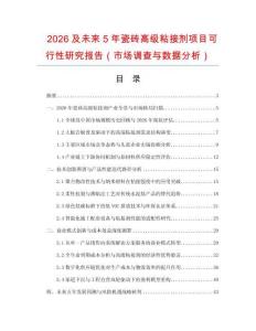 2026及未來5年瓷磚高級粘接劑項目可行性研究報告（市場調查與數據分析）