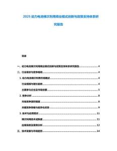 2025動力電池梯次利用商業(yè)模式創(chuàng)新與政策支持體系研究報告