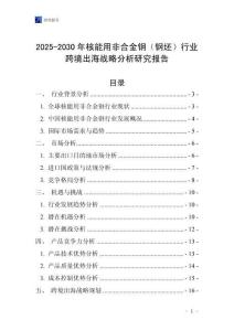 2025-2030年核能用非合金鋼（鋼坯）行業跨境出海戰略分析研究報告