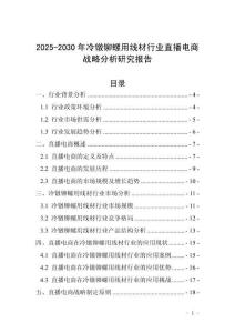 2025-2030年冷鐓鉚螺用線材行業直播電商戰略分析研究報告