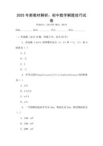 2025年新教材解析：初中數學解題技巧試卷
