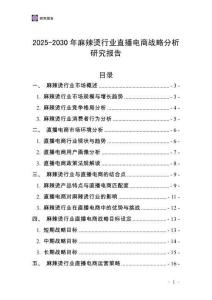 2025-2030年麻辣燙行業(yè)直播電商戰(zhàn)略分析研究報告