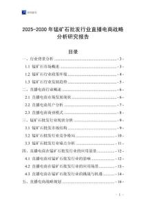 2025-2030年錳礦石批發(fā)行業(yè)直播電商戰(zhàn)略分析研究報告