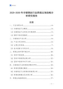 2025-2030年冷镦钢丝行业跨境出海战略分析研究报告