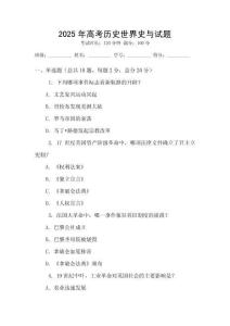 2025年高考歷史世界史與試題