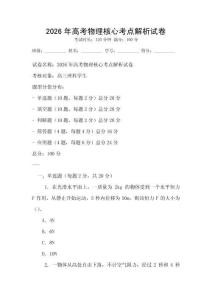 2026年高考物理核心考點解析試卷