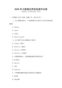 2026年大數(shù)據(jù)應(yīng)用技能提升試卷