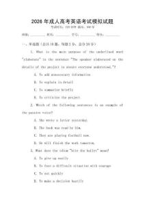 2026年成人高考英語考試模擬試題