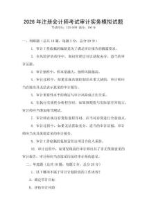 2026年注冊(cè)會(huì)計(jì)師考試審計(jì)實(shí)務(wù)模擬試題