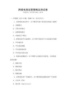 跨境電商運營策略及測試卷