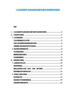 工業(yè)互聯(lián)網(wǎng)平臺商業(yè)模式創(chuàng)新與數(shù)字化轉(zhuǎn)型研究報(bào)告