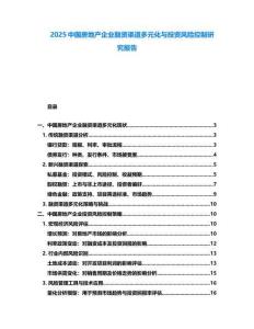 2025中國房地產企業(yè)融資渠道多元化與投資風險控制研究報告