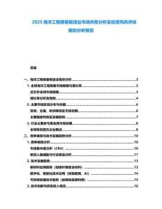 2025海洋工程裝備制造業(yè)市場(chǎng)供需分析及投資風(fēng)險(xiǎn)評(píng)估規(guī)劃分析報(bào)告