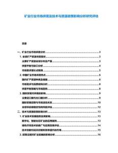 礦業(yè)行業(yè)市場供需及技術(shù)與資源政策影響分析研究評估