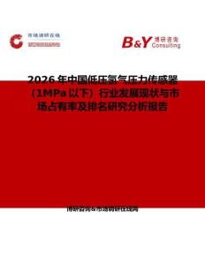 2026年中國低壓氫氣壓力傳感器（1MPa以下）行業(yè)發(fā)展現(xiàn)狀與市場占有率及排名研究分析報(bào)告