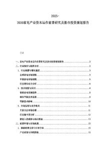 2025-2030家電產(chǎn)業(yè)資本運作前景研究及股市投資規(guī)劃報告