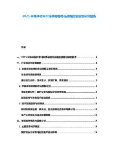 2025半導體材料市場供需格局與戰(zhàn)略投資規(guī)劃研究報告