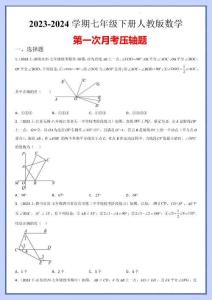 七下人教數學第一次月考壓軸題（原卷版）