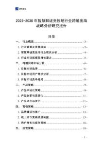2025-2030年智慧解謎競技場行業跨境出海戰略分析研究報告