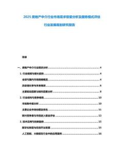 2025房地產(chǎn)中介行業(yè)市場需求容量分析及服務(wù)模式評估行業(yè)發(fā)展規(guī)劃研究報告