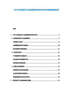 2025航空航天工業(yè)運營現(xiàn)狀及經(jīng)濟(jì)分析與發(fā)展策略研究